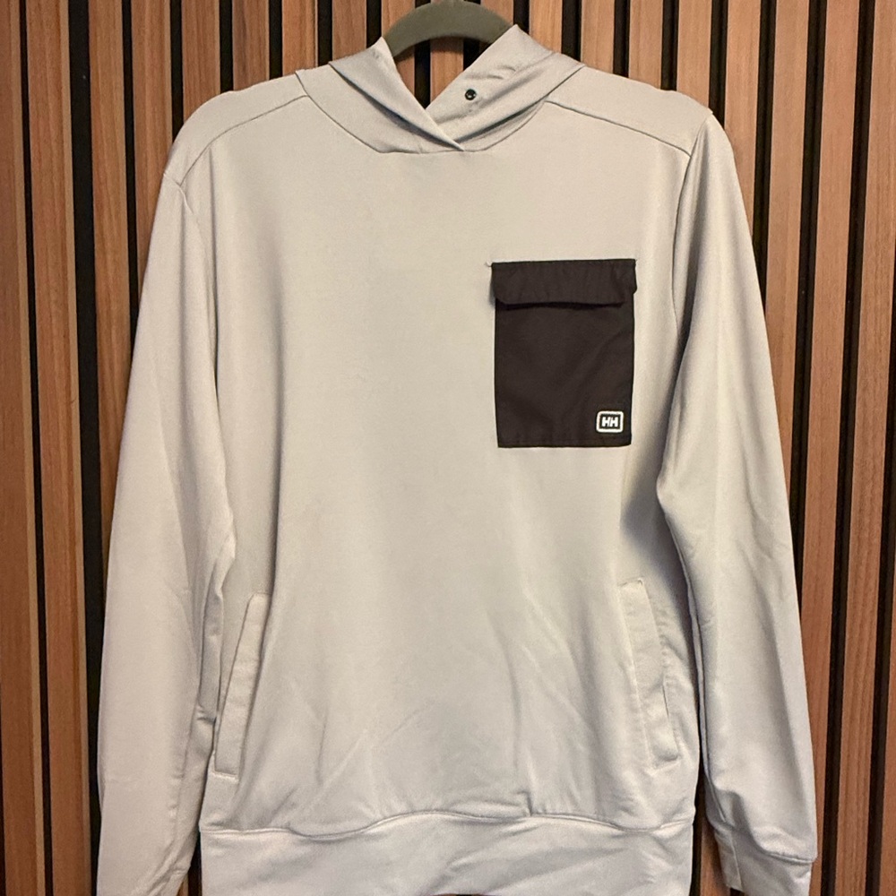 Helly Hansen Light Gray Hoodie with Dark Pocket